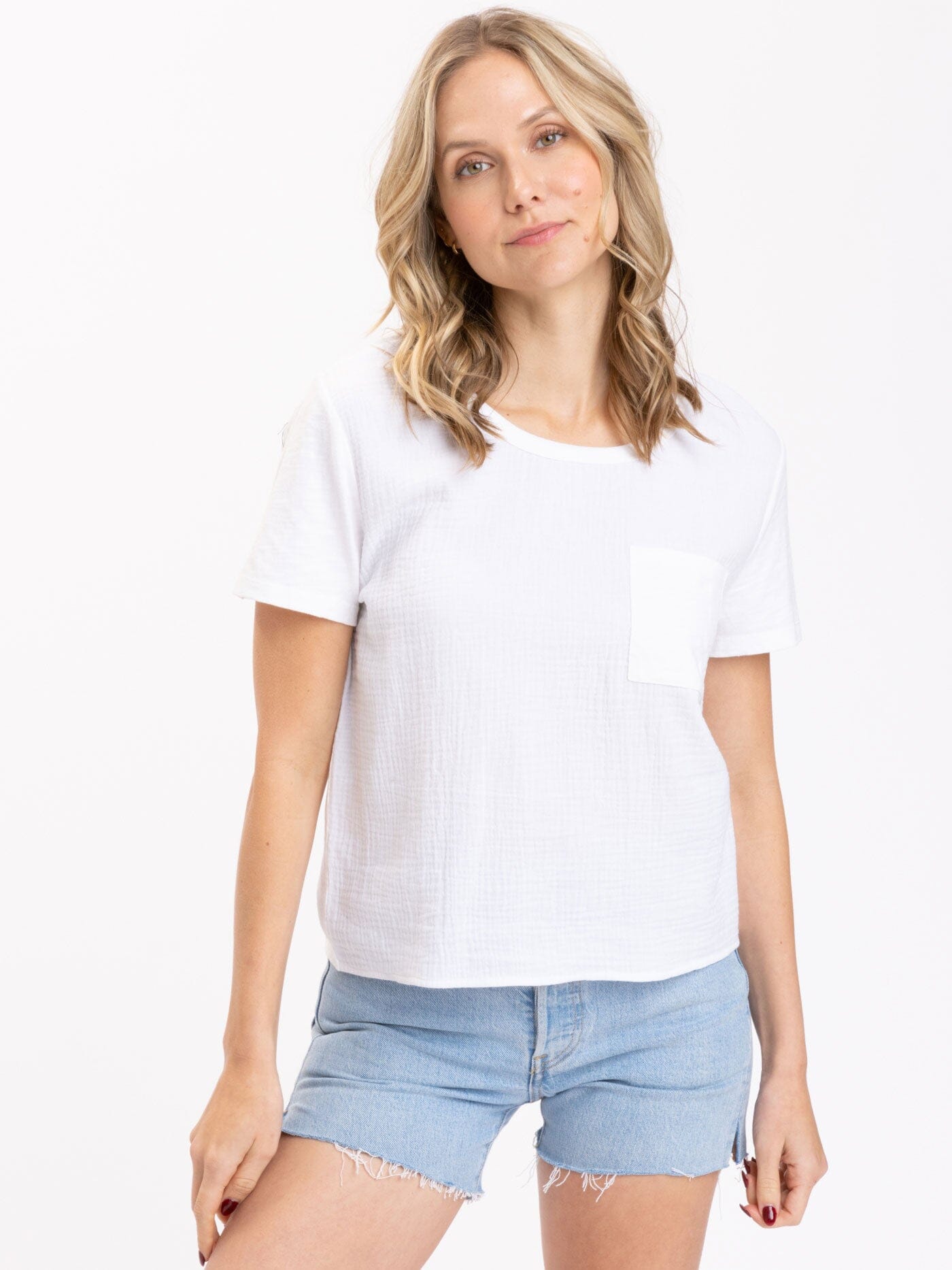 Avelina Gauze Mix Pocket Tee