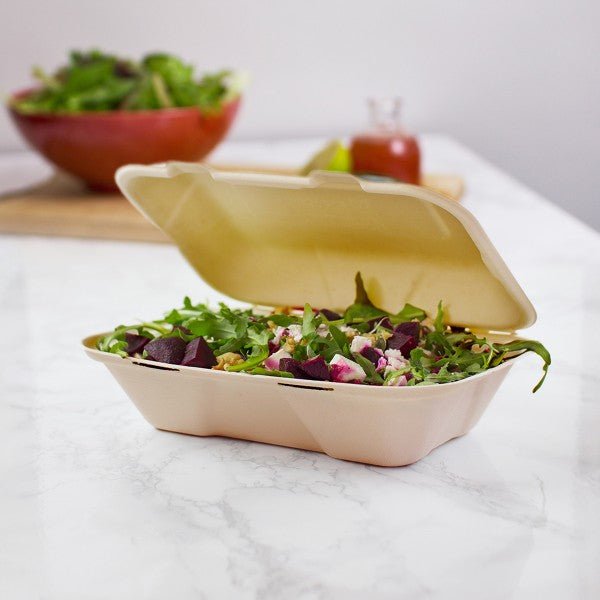 Vegware 9 x 6in large bagasse clamshell (QTY:200)