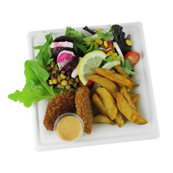 Vegware 8in Square Plates White Molded Fiber (QTY:500)