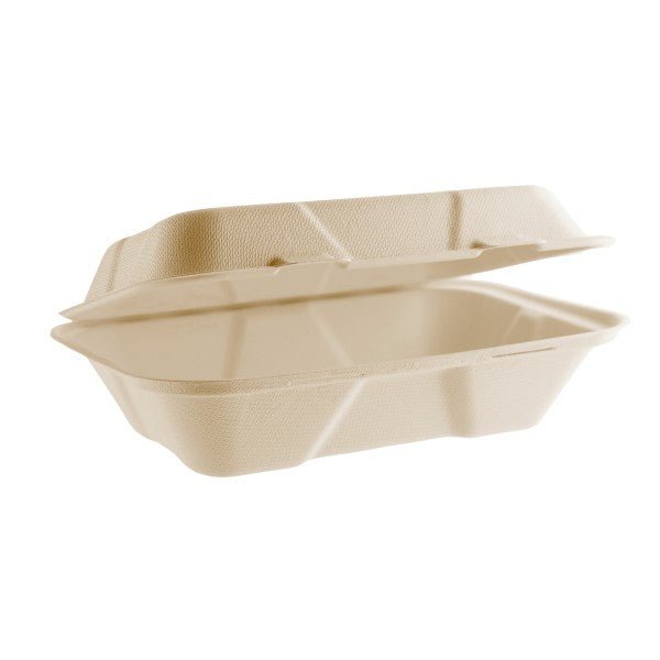 Vegware Nourish 9in x 6in Hoagie Clamshell, Natural Molded Fiber (QTY:250)