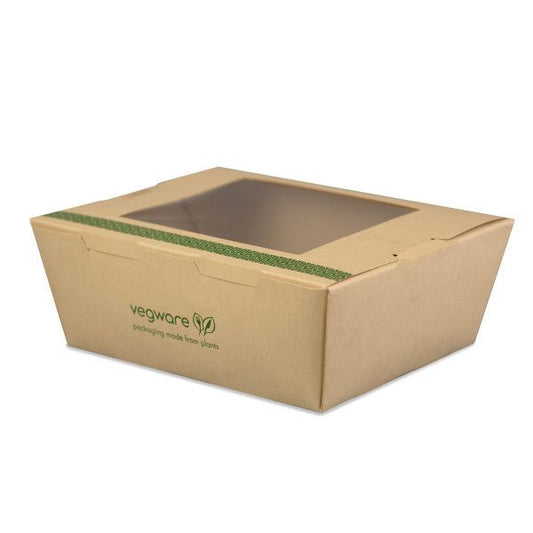 Vegware Compostable 45oz Windowed Food Box #8, FSC Mix Credit SA-COC-013255 (QTY:200)