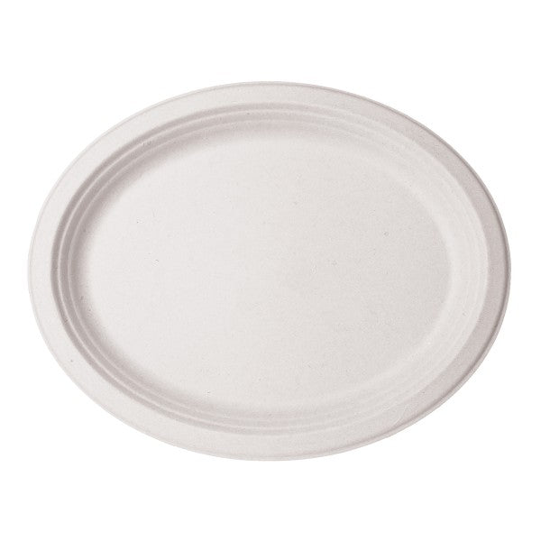 7x10in Oval Plates | White Molded Fiber Vegware (QTY: 500)