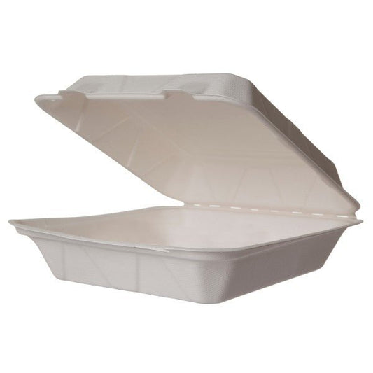 Vegware 9in clamshell, white molded fiber (QTY:200)