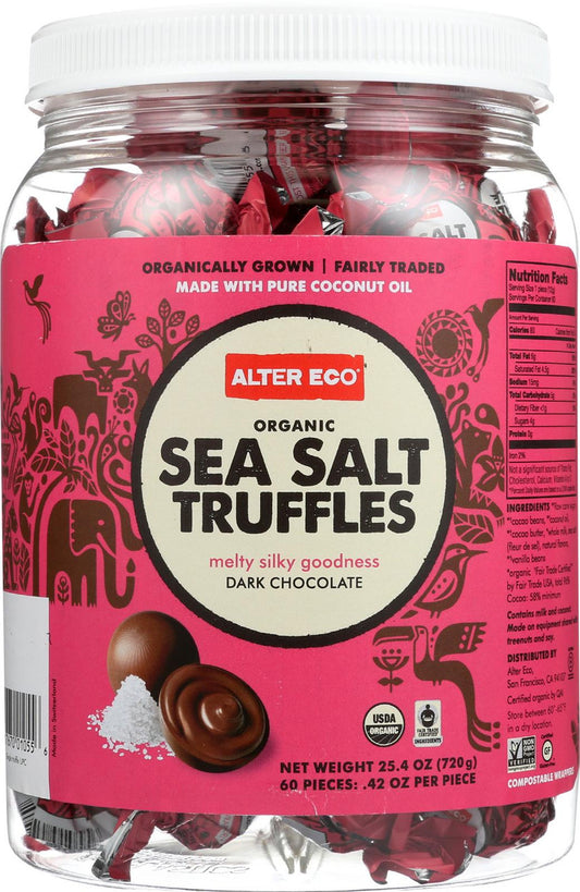 Alter Eco Organic Sea Salt Dark Milk Chocolate Truffles (60x0.42 OZ)