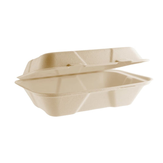 Vegware 9 x 6in large bagasse clamshell (QTY:200)