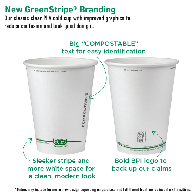 GreenStripe Renewable & Compostable Hot Cups - 12oz (QTY:1000)