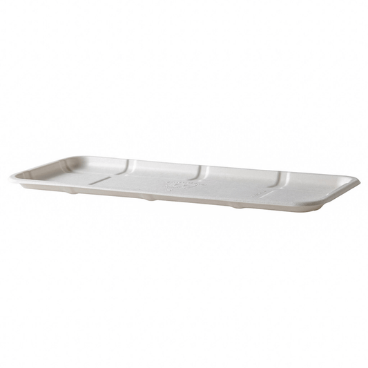 GreenStripe Vanguard Renewable & Compostable Lined Molded Fiber Meat & Produce Trays, 14.75" x 5.75" x 0.625"in, 7S (QTY:400)