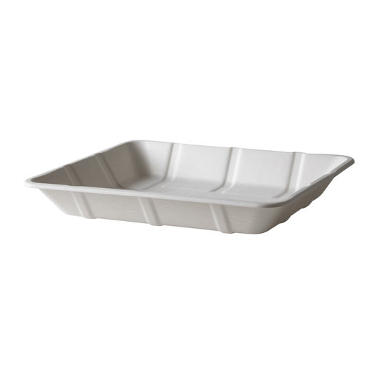 Vanguard Renewable & Compostable Molded Fiber Meat & Produce Trays, 10.5 x 8.5 x 1.475in, 8D (QTY:300)