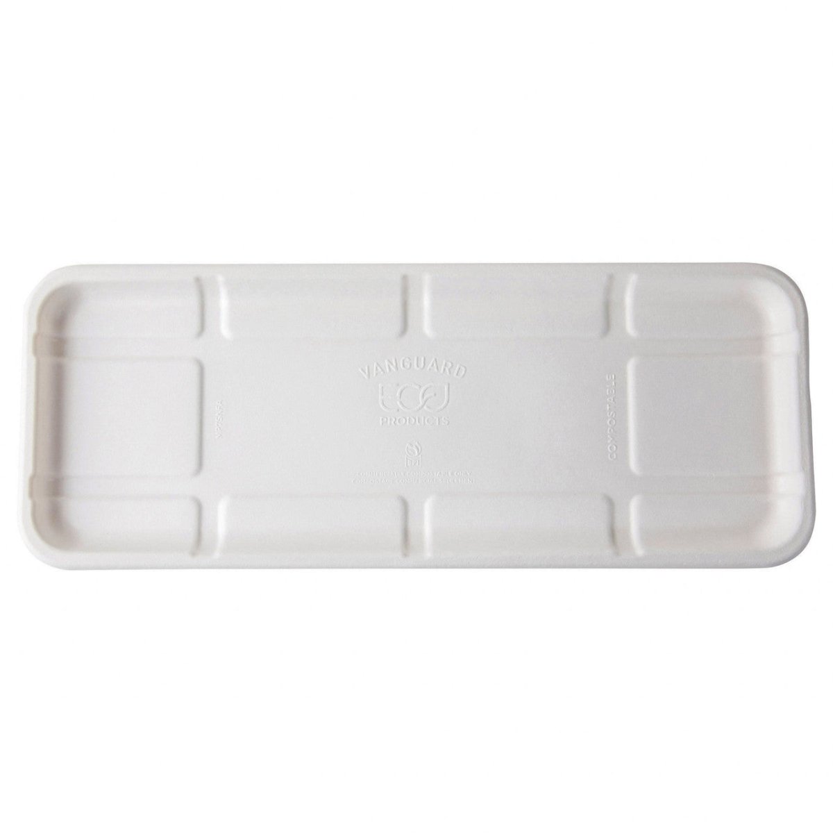 GreenStripe Vanguard Renewable & Compostable Lined Molded Fiber Meat & Produce Trays, 14.75" x 5.75" x 0.625"in, 7S (QTY:400)