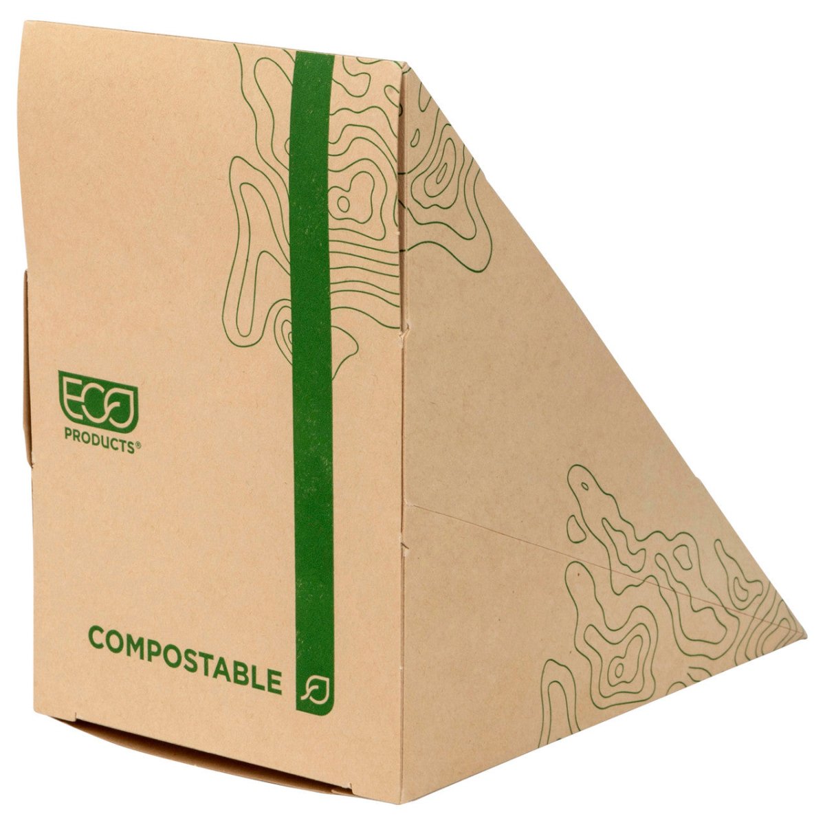 GreenStripe Renewable & Compostable Large Windowed Sandwich Wedge, FSC Mix Credit SA-COC-013255 (QTY:500)