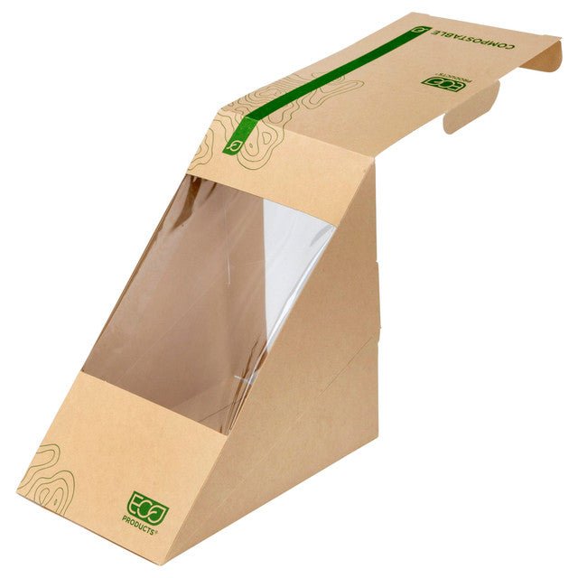 GreenStripe Renewable & Compostable Large Windowed Sandwich Wedge, FSC Mix Credit SA-COC-013255 (QTY:500)