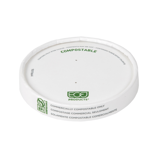 GreenStripe Renewable & Compostable Paper Lid, Small (90mm) Fits 8oz Paper Food Containers (QTY:500)