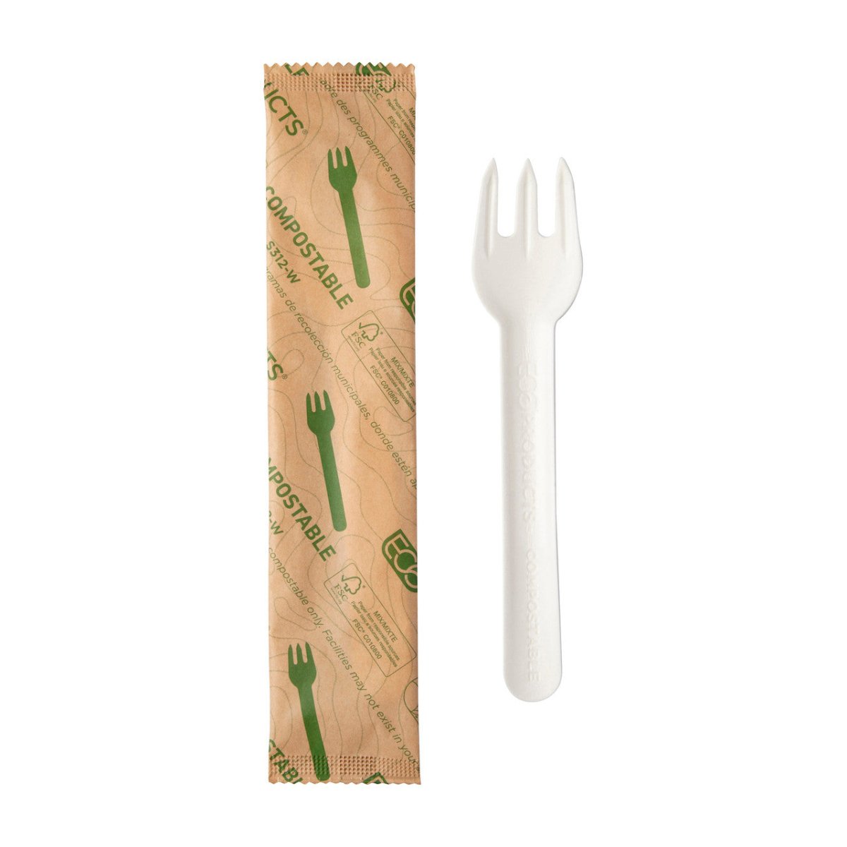 GreenStripe Renewable & Compostable Paper Cutlery Wrapped 6" Fork FSC MIX CREDIT (QTY:500)
