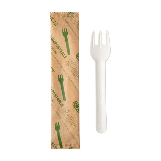 GreenStripe Renewable & Compostable Paper Cutlery Wrapped 6" Fork FSC MIX CREDIT (QTY:500)