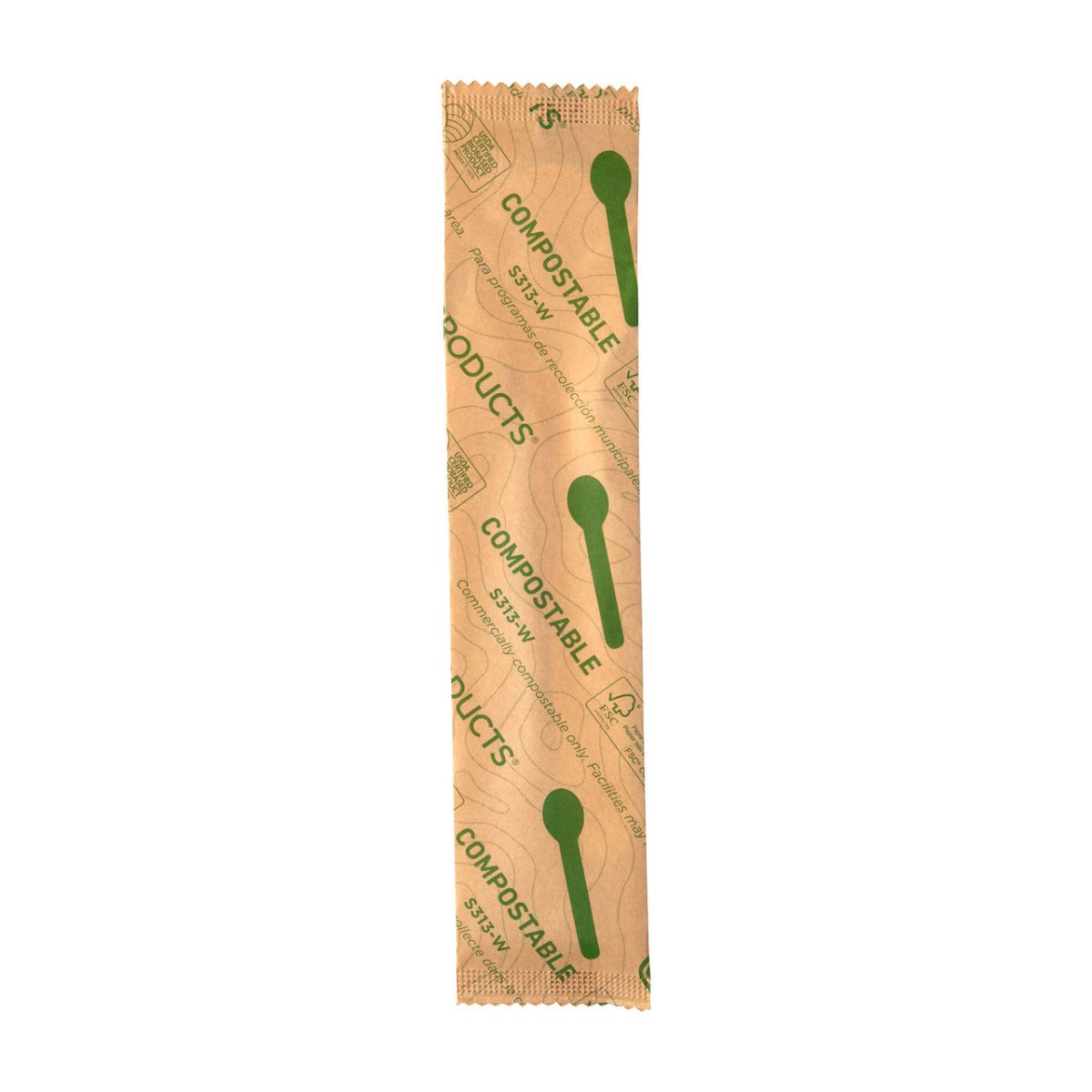 GreenStripe Renewable & Compostable Paper Cutlery Wrapped 6" Spoon FSC MIX CREDIT (QTY:500)