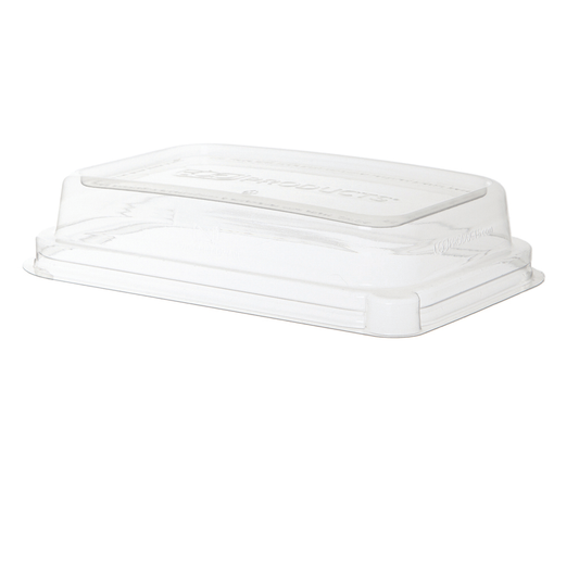 WorldView 100% Recycled Content Lid, Fits 12 and 16oz Rectangle Sugarcane Take-Out Containers (QTY:400)