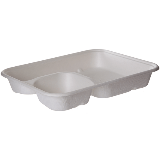 Vanguard WorldView Renewable & Compostable Sugarcane 2-Cmpt Tray, 6x8in (QTY:400)