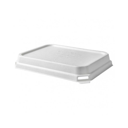 Eco-Products Vanguard WorldView Renewable & Compostable Domed Rectangle Molded Fiber Lid, Fits SCRC862/863 Molded Fiber Container (QTY:200)
