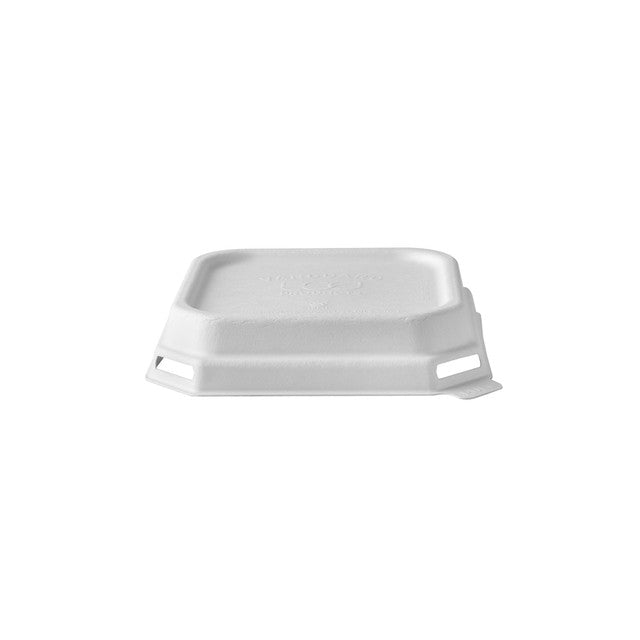 GreenStripe Vanguard WorldView Renewable & Compostable Domed Square Molded Fiber Lid, Fits SCS5/SCS5T Molded Fiber Container (QTY:400)