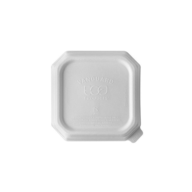 GreenStripe Vanguard WorldView Renewable & Compostable Domed Square Molded Fiber Lid, Fits SCS5/SCS5T Molded Fiber Container (QTY:400)