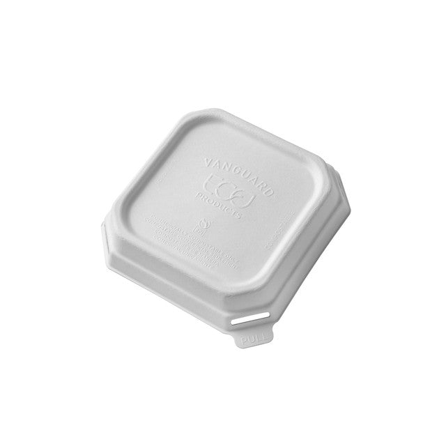 GreenStripe Vanguard WorldView Renewable & Compostable Domed Square Molded Fiber Lid, Fits SCS5/SCS5T Molded Fiber Container (QTY:400)