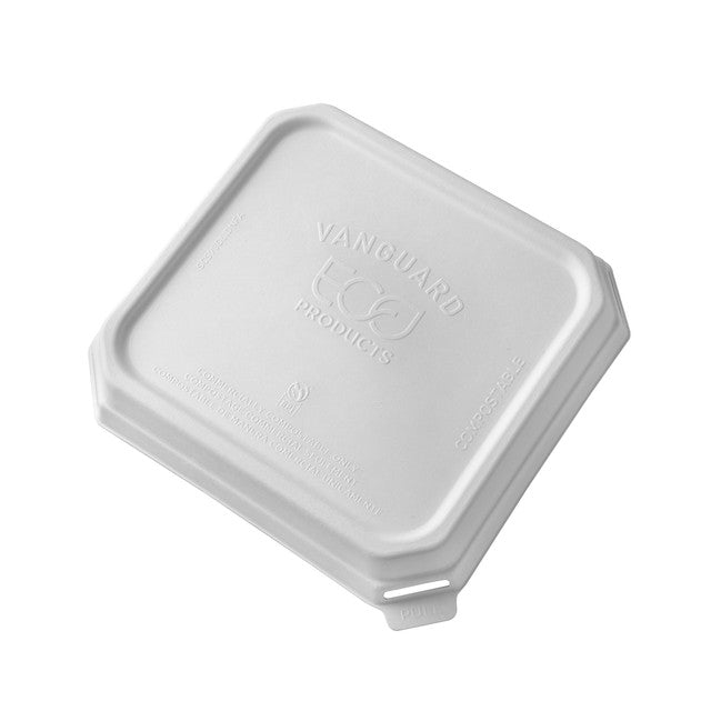 GreenStripe Vanguard WorldView Renewable & Compostable Domed Square Molded Fiber Lid, Fits SCS73 Molded Fiber Container (QTY:200)