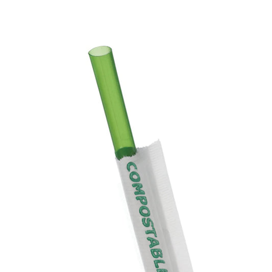 GreenStripe 7.75in Green Wrapped Straw - Case (QTY:9600)