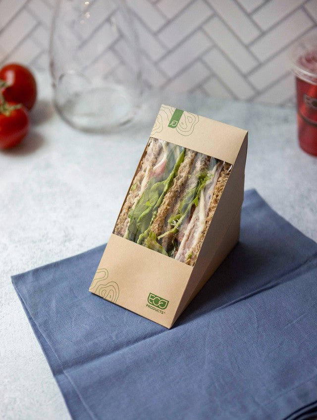 GreenStripe Renewable & Compostable Large Windowed Sandwich Wedge, FSC Mix Credit SA-COC-013255 (QTY:500)