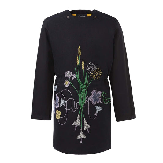 Little Black Dress with Floral Embroidery-0