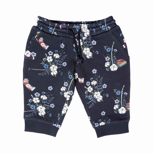 Black Floral Baby Pants-0