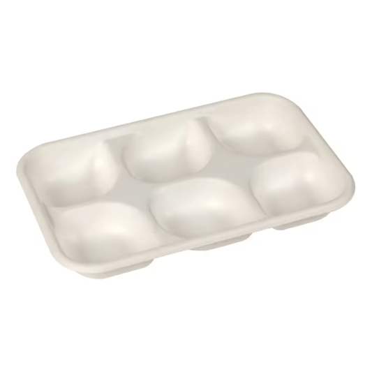 Eco-Products Vanguard WorldView Renewable & Compostable 6 Compartment Rectangular Strawberry Tray (QTY:400)