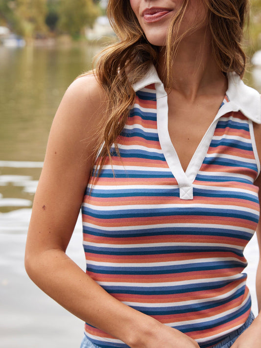 Alicia Stripe Feather Rib Tank