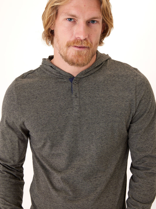 Black Fleck Triblend Henley Hoodie