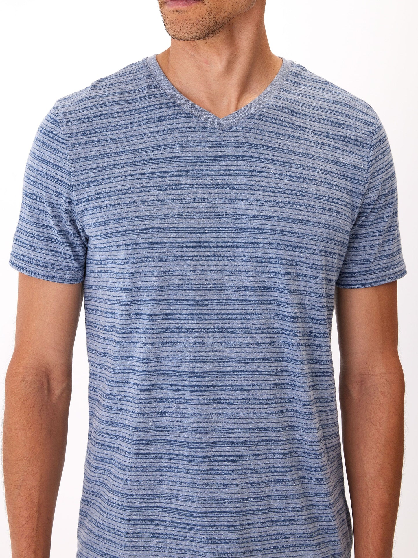 Stripe Triblend Jersey V Neck Tee