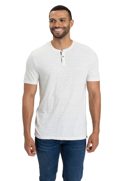 Stripe Triblend Jersey Short Sleeve Henley