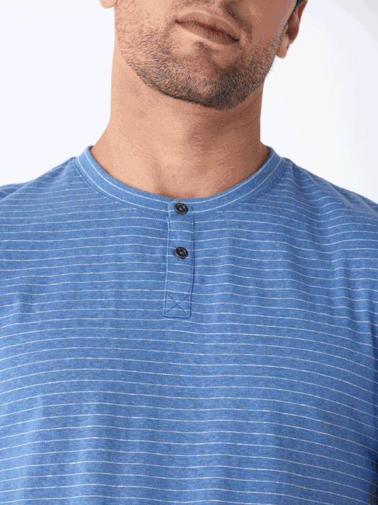 Stripe Triblend Jersey Short Sleeve Henley