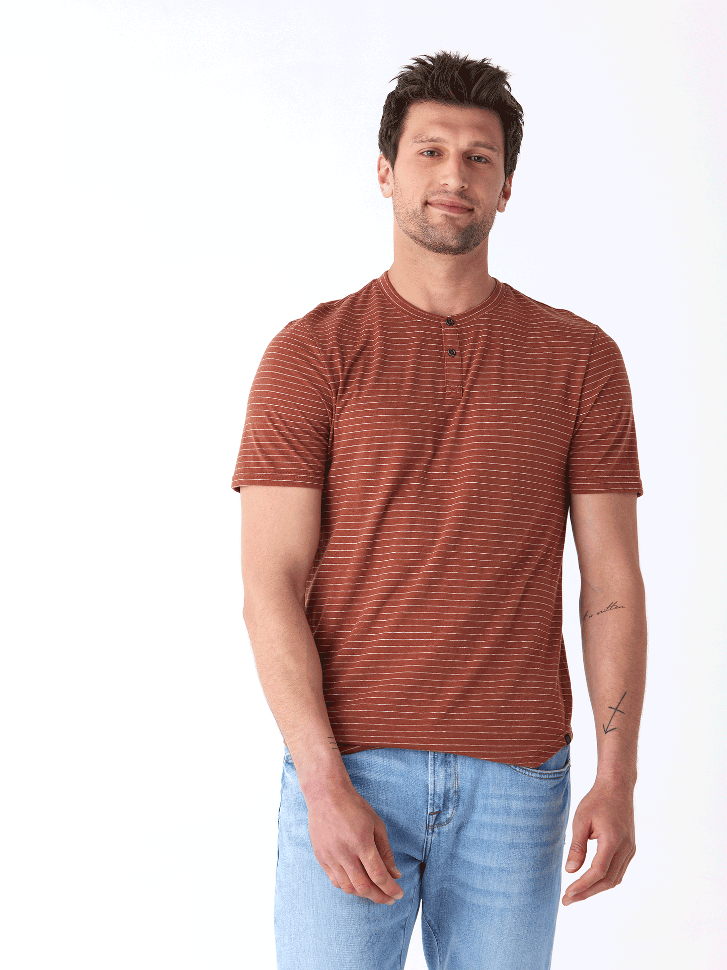 Stripe Triblend Jersey Short Sleeve Henley