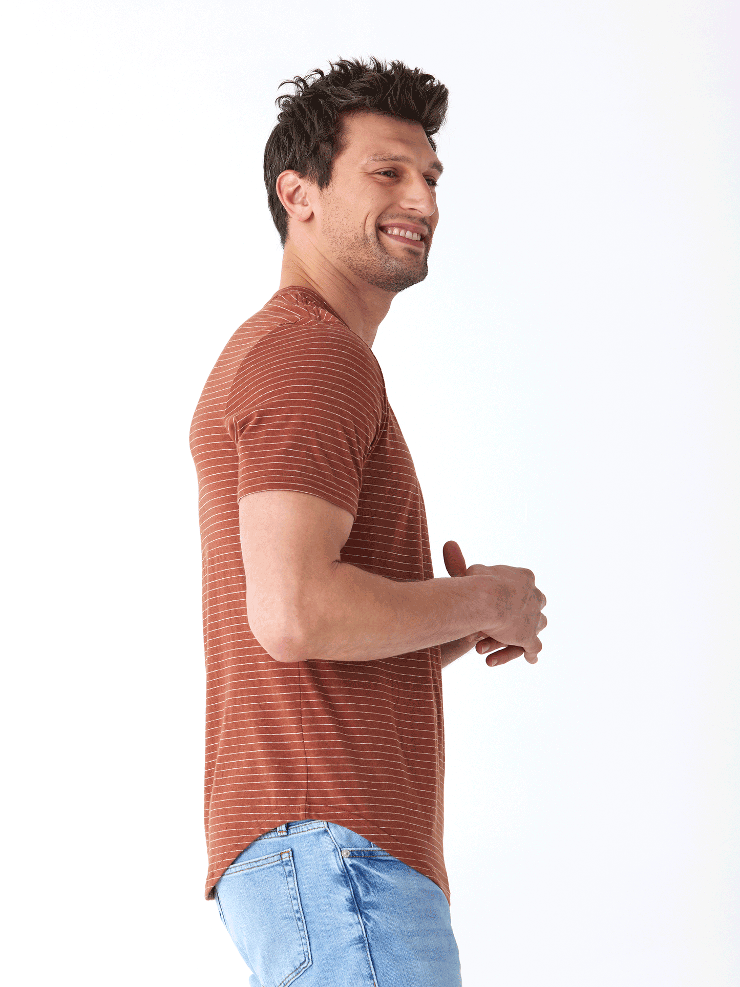 Stripe Triblend Jersey Short Sleeve Henley