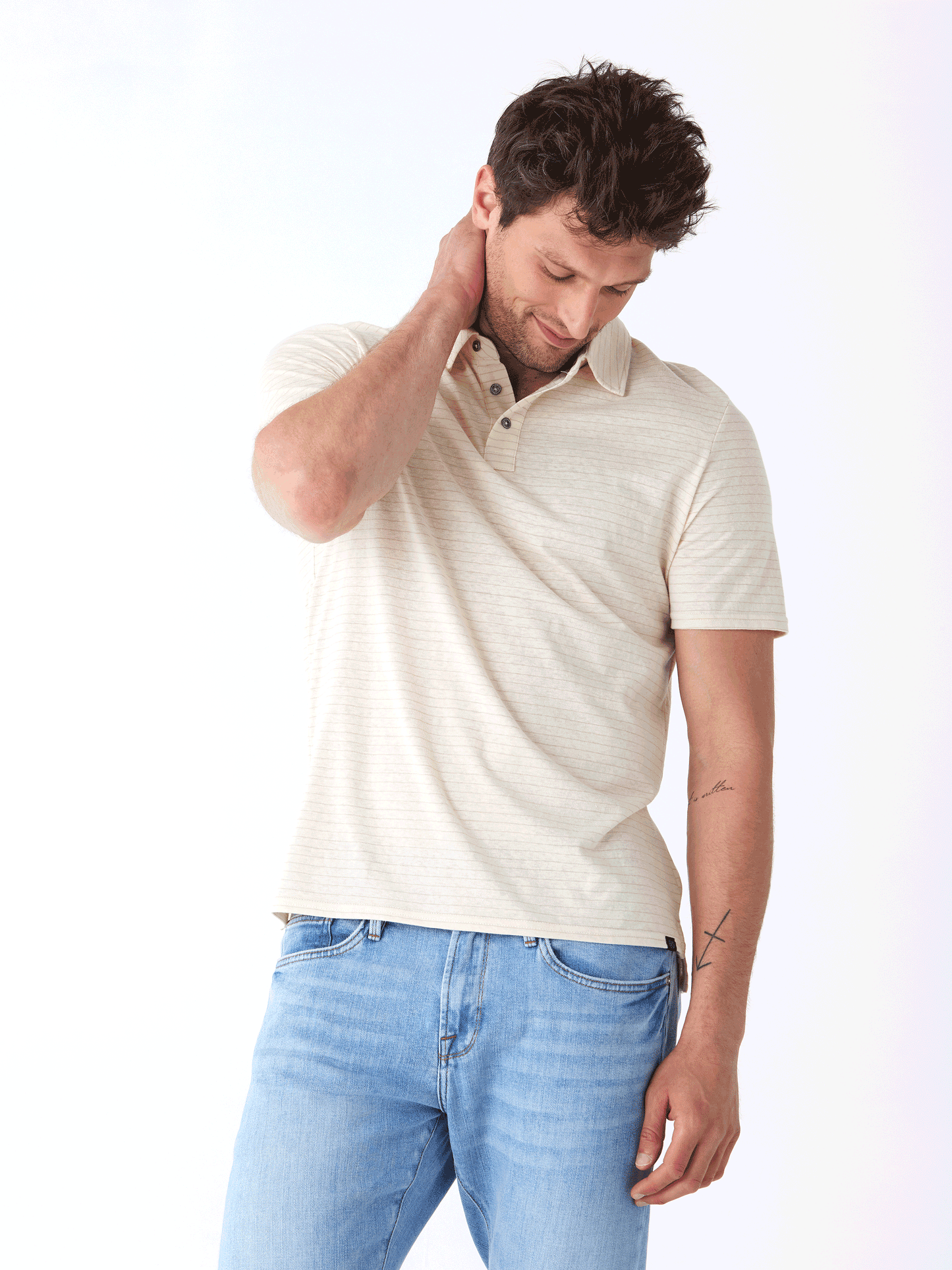 Stripe Triblend Jersey Polo