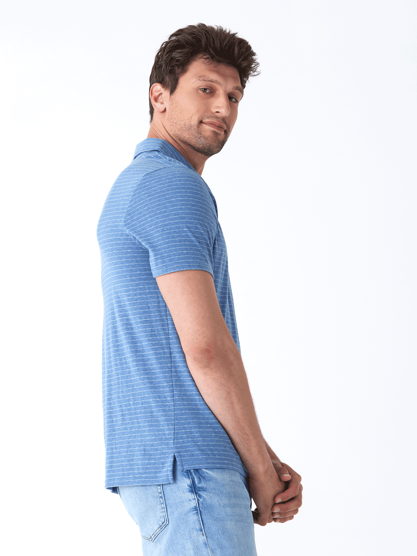 Stripe Triblend Jersey Polo
