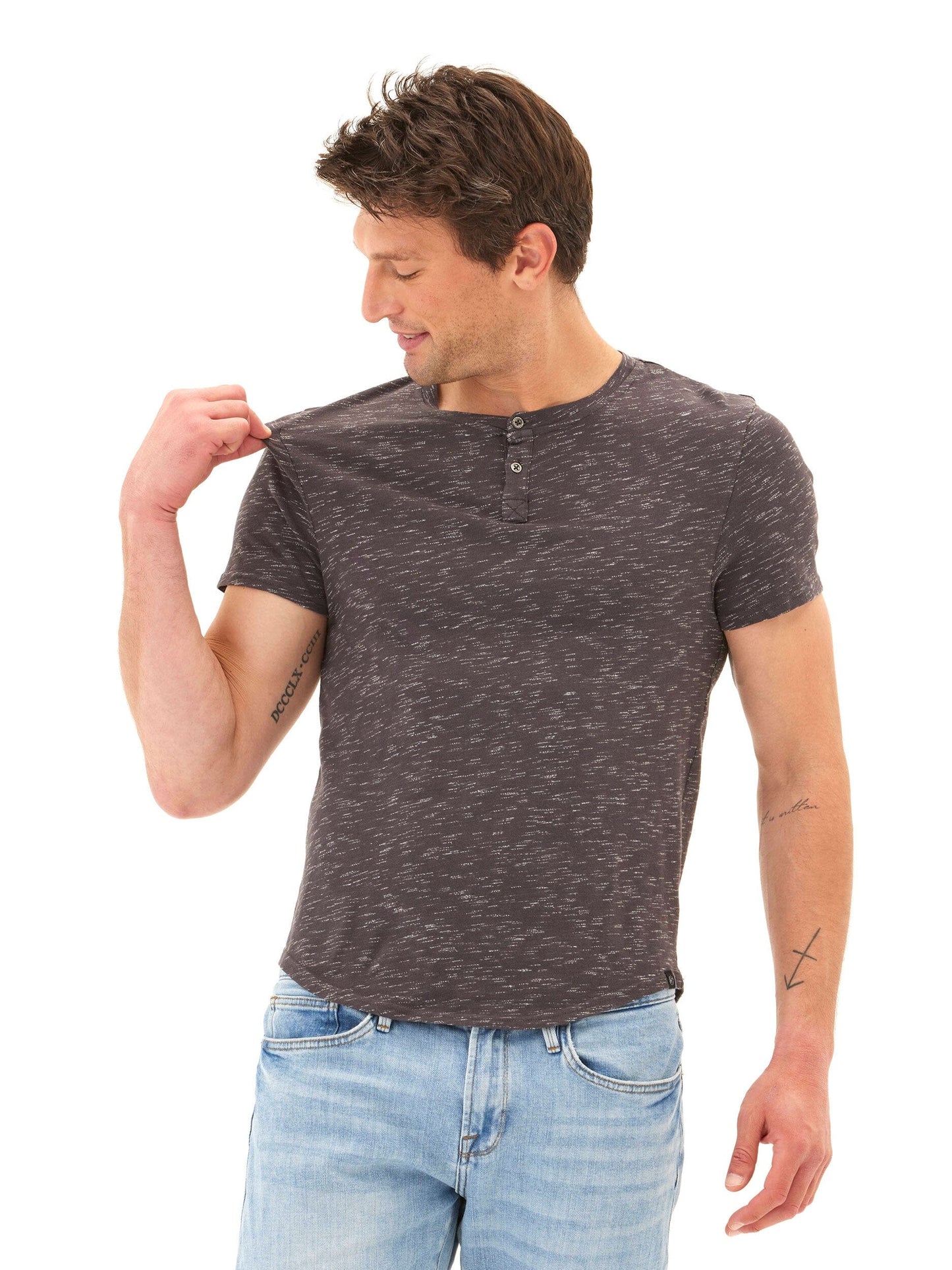 Two Tone Slub Jersey Henley
