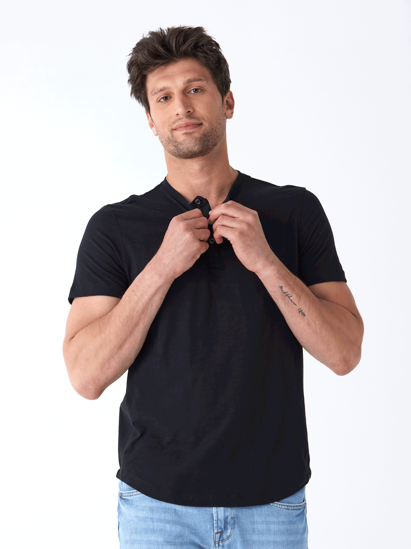Heath Slub Jersey Short Sleeve Henley