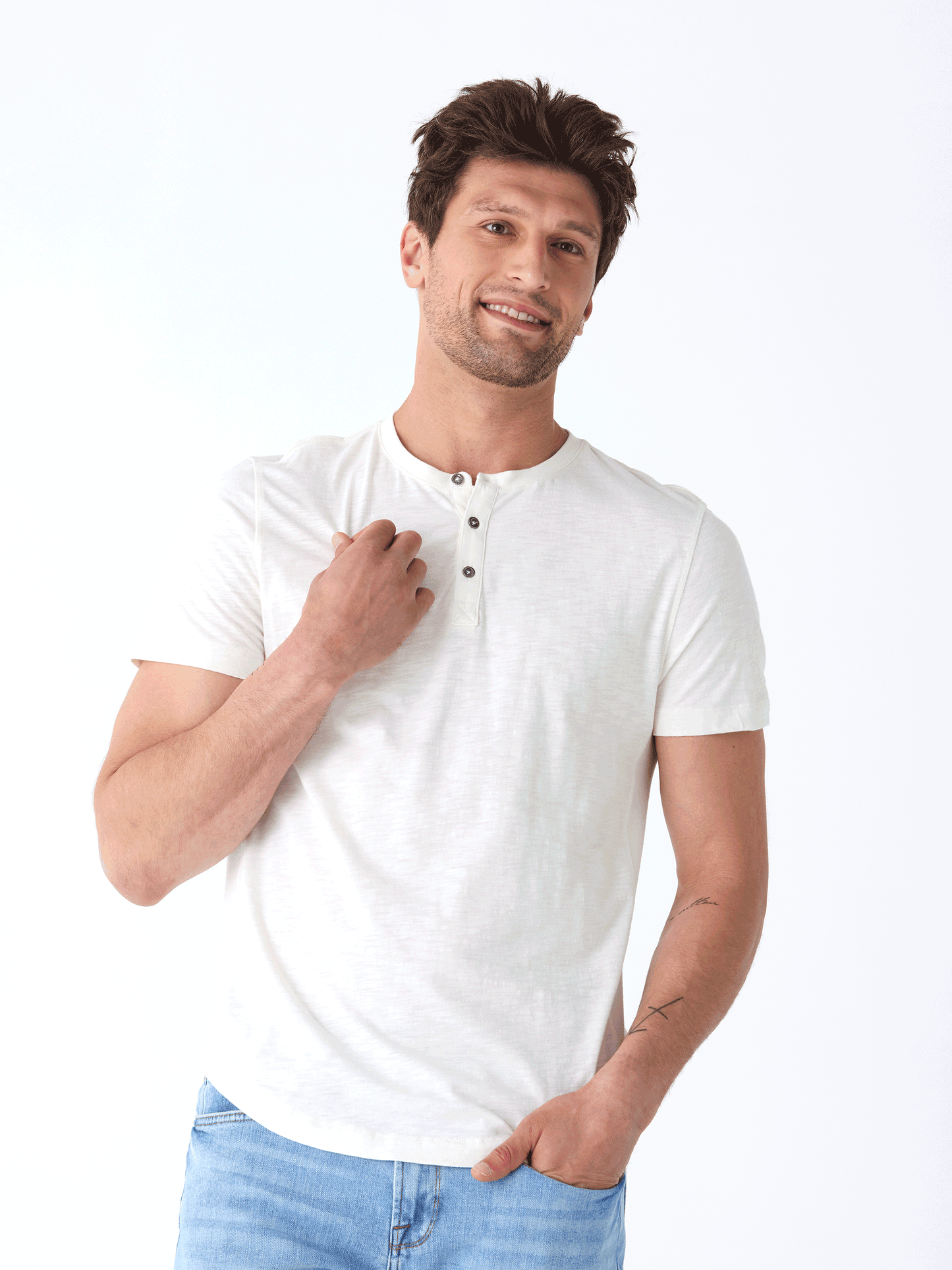 Heath Slub Jersey Short Sleeve Henley