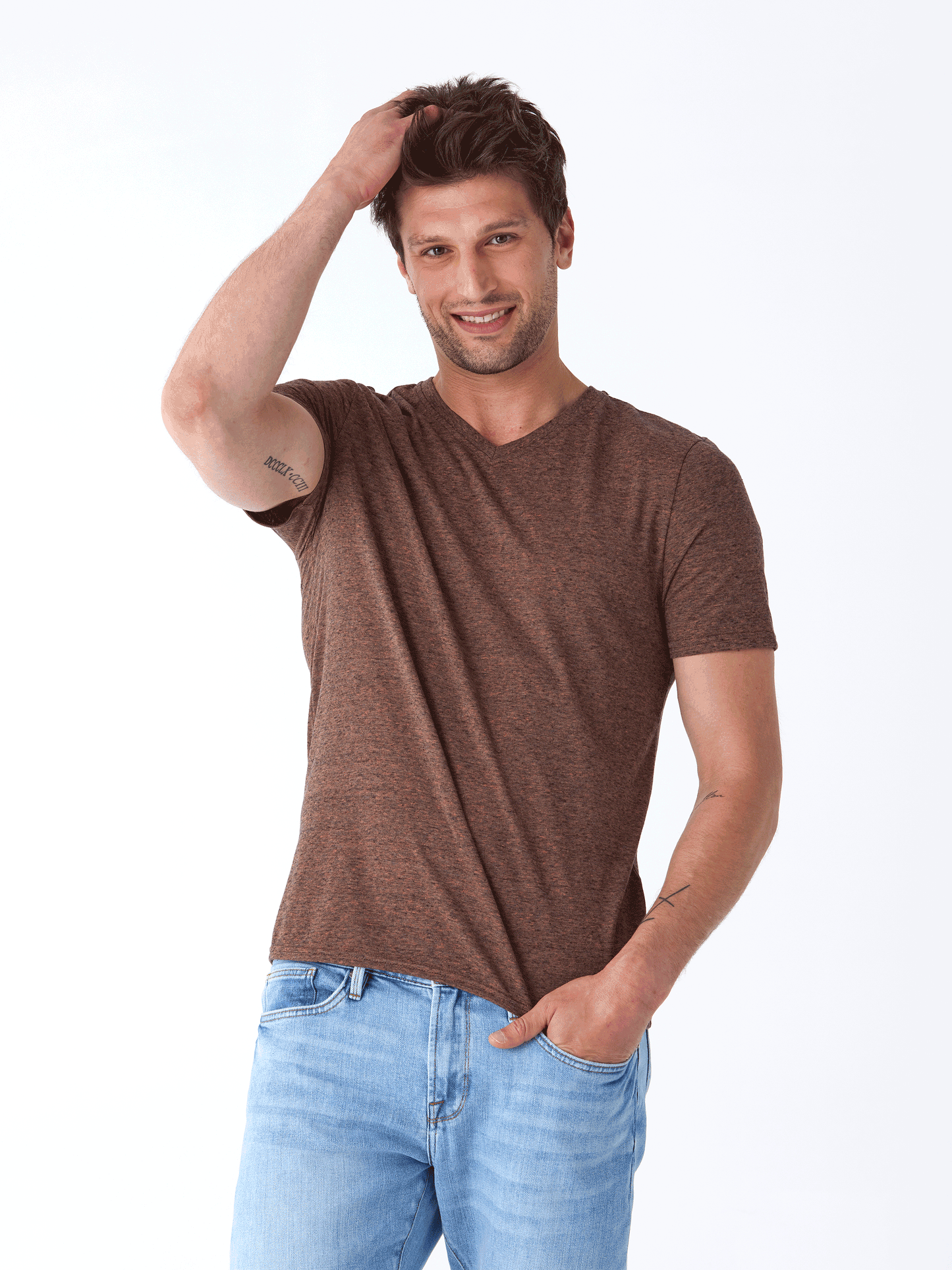 Black Fleck Triblend V-Neck Tee