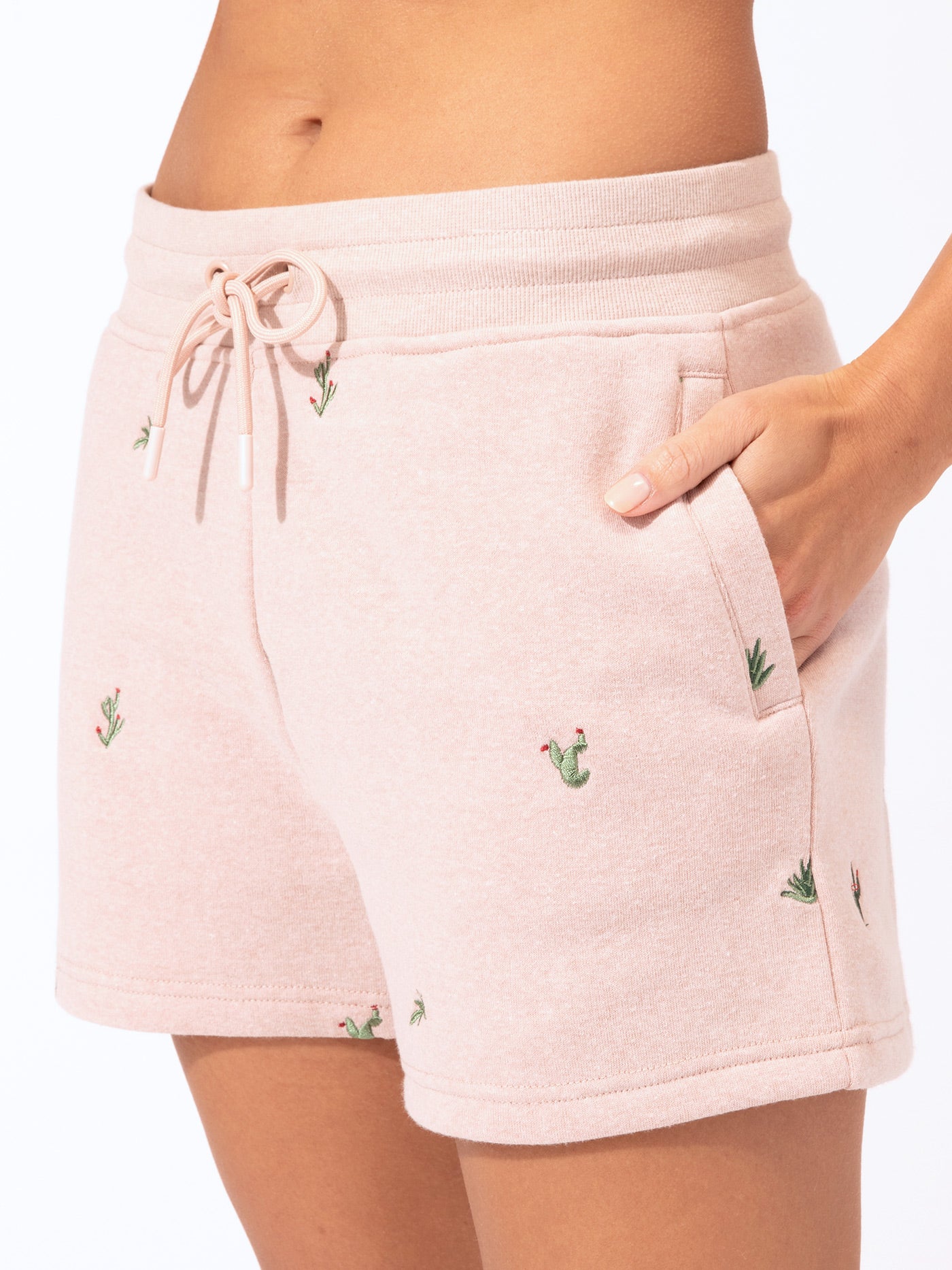 Cacti Embroidery Fleece Short