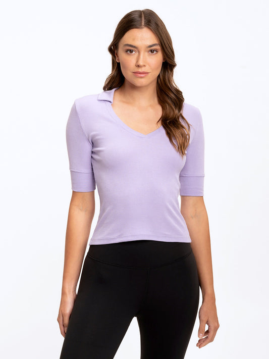Aubrey Collared Rib V-Neck