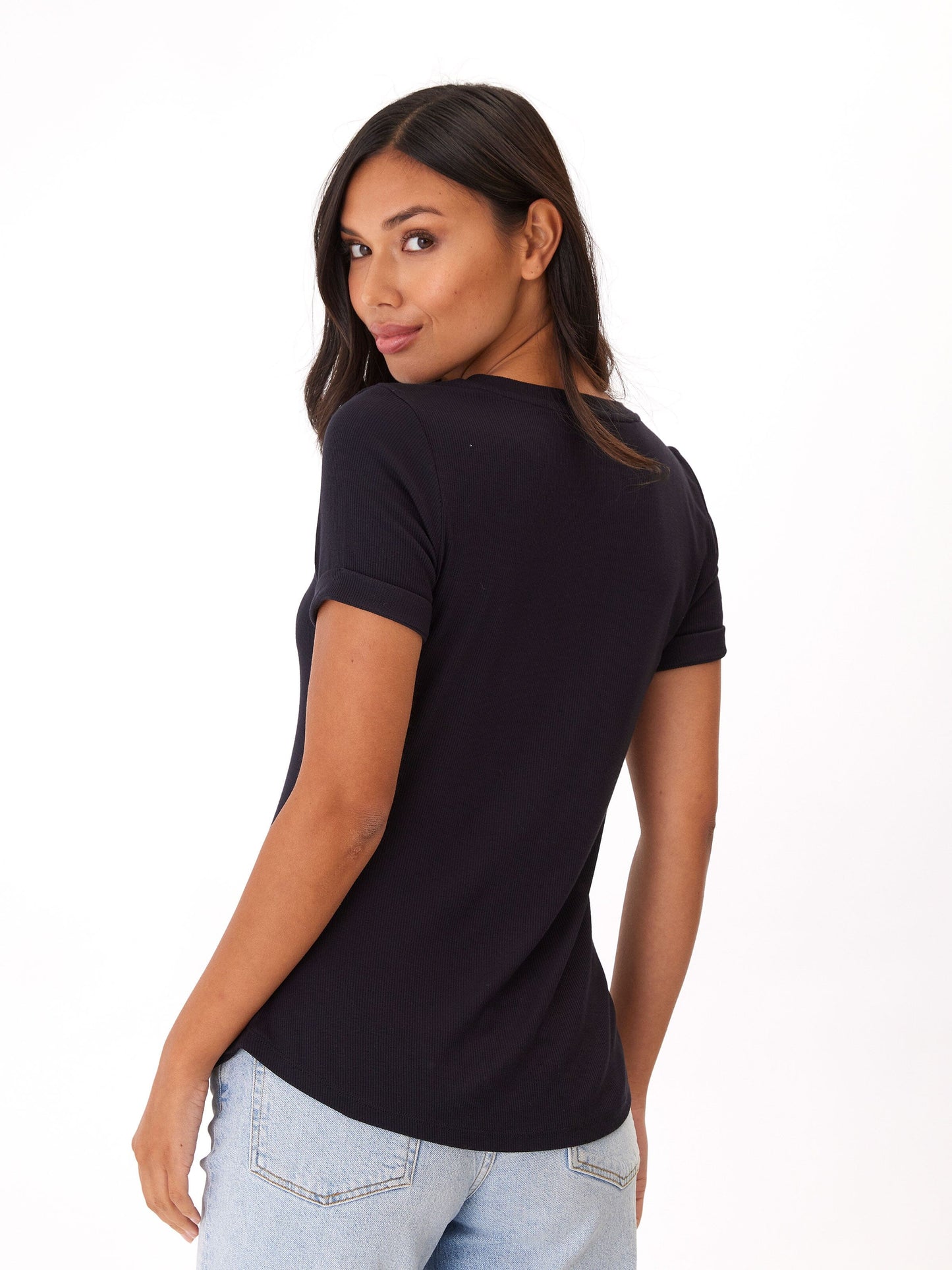 Akia Feather Rib Henley Tee