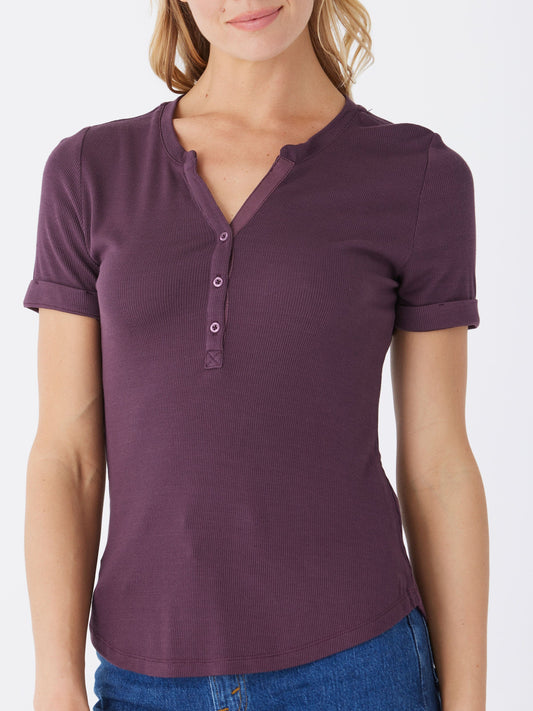 Akia Feather Rib Henley Tee