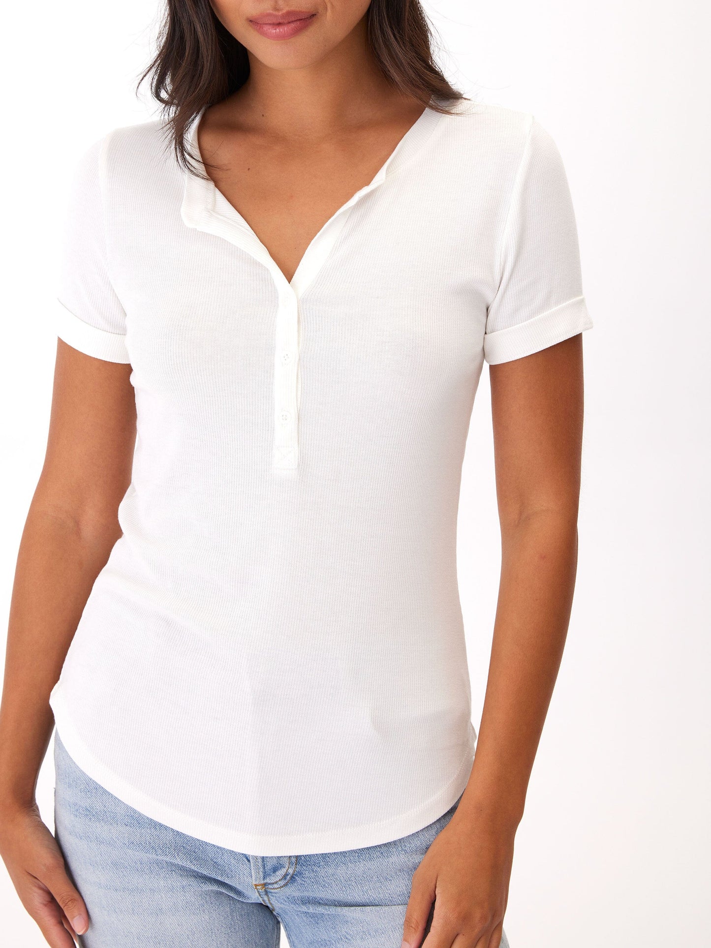 Akia Feather Rib Henley Tee