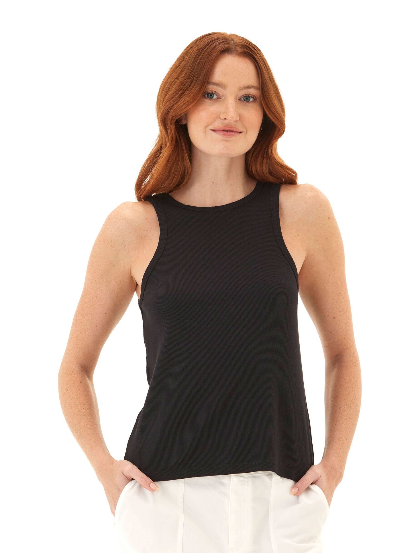 Bailey Feather Rib High Neck Tank